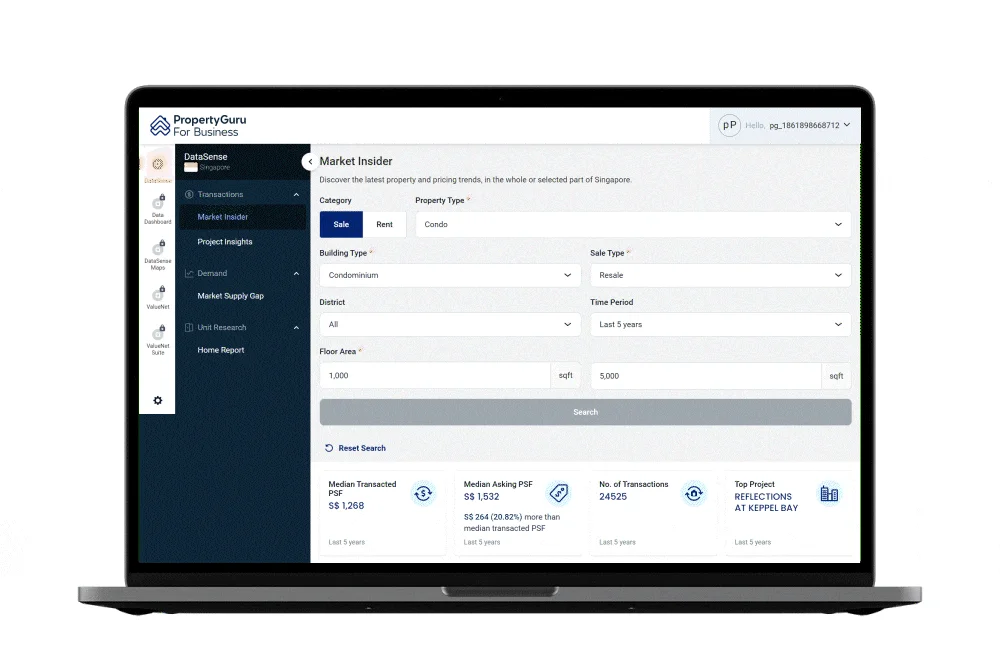 Screenshot of PropertyGuru project showing the interface Oleksii worked on